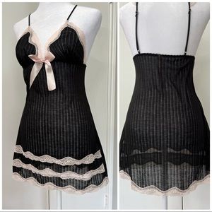 Victoria’s Secret | Black and Pink Lace Babydoll Slip Lingerie